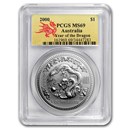 2000 Australia 1 oz Silver Year of the Dragon MS-69 PCGS 2000 Australia 1 oz Silver Year of the Dragon MS-69 PCGS